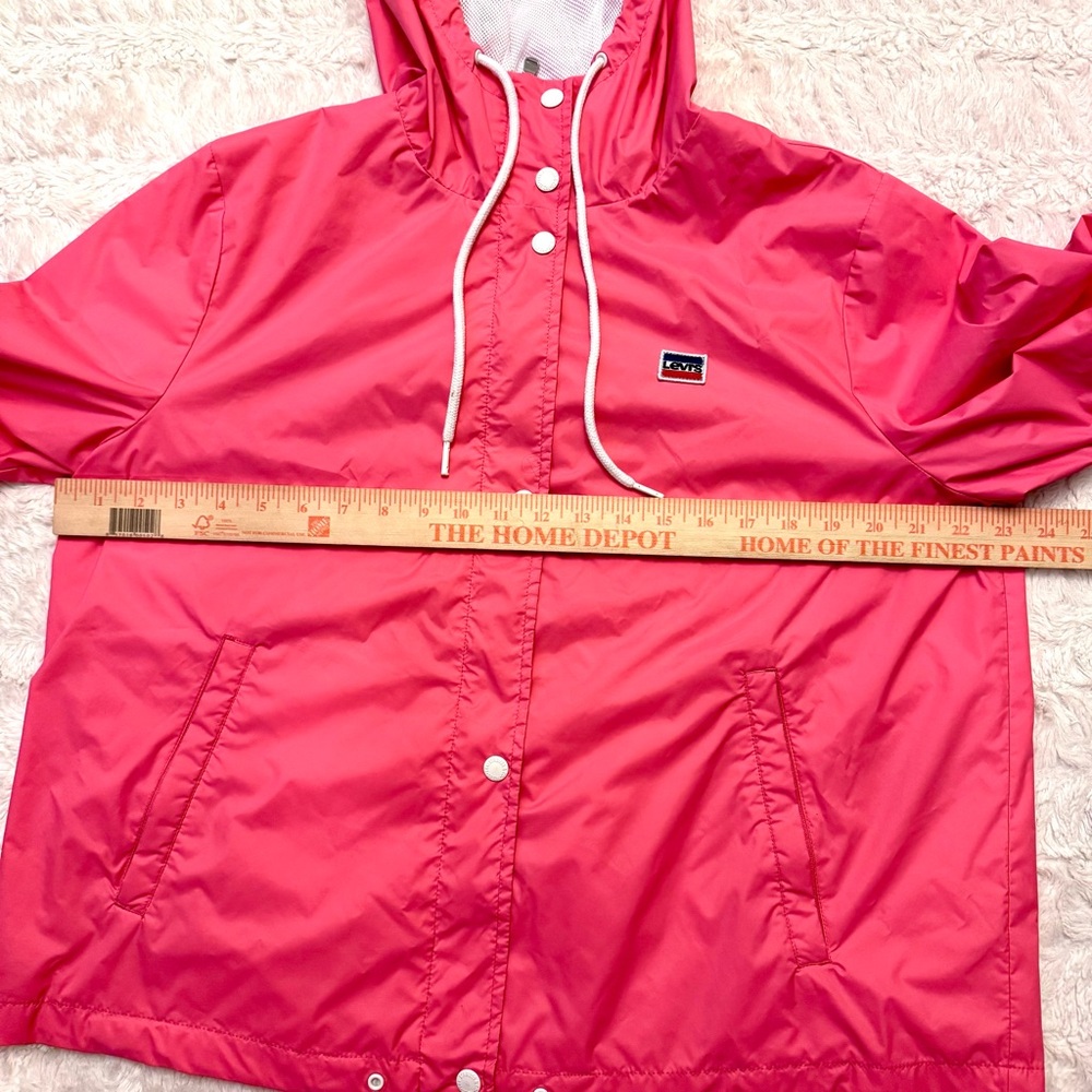 Levi’s Pink Nylon Retro Raincoat XL | Y2K Streetwear Hooded Windbreaker - Picture 5 of 7